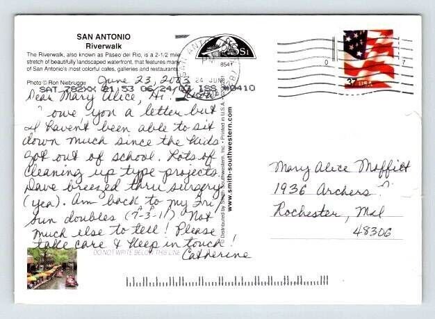 San Antonio Riverwalk, Tour Boats Texas Postcard 2003