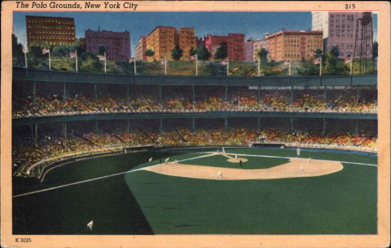 New York City NYC Polo Grounds Baseball Stadium Linen Vintage Postcard