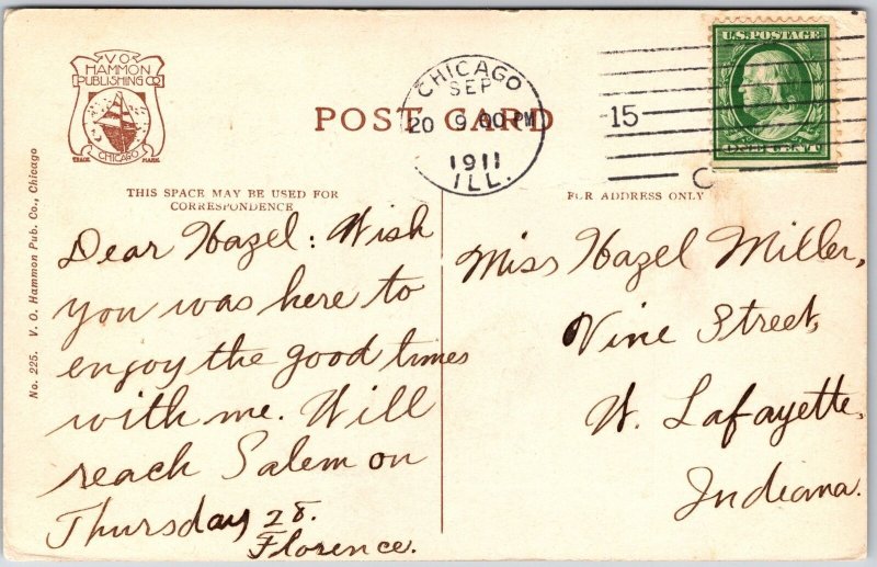 1911 Rustic Bridge Washington Park Chicago Illinois IL Trail Posted Postcard