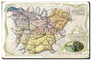 Old Postcard geographical map of Chocolaterie & # 39Aiguebelle Eure Old house...