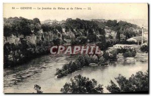 Old Postcard Geneve The junction of the Rhone and L Arve