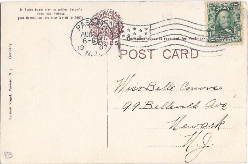 YMCA and Lexington Ave. Passaic New Jersey Vintage NJ 1907 Postcard