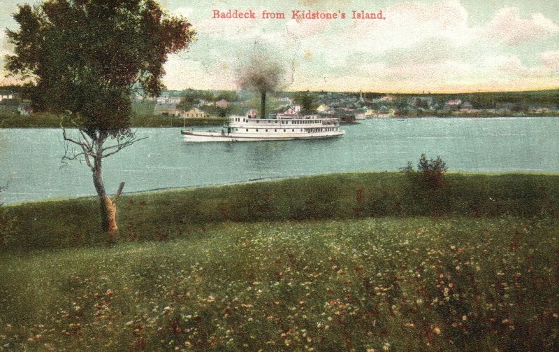 Vintage Postcard 1910s Baddeck From Kidstone's Island Steam Ship Nova Scotia CAN