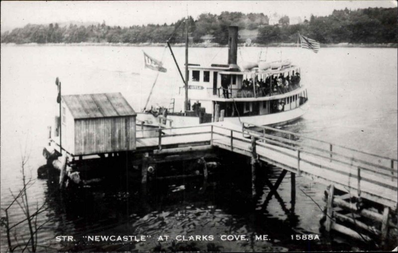 South Bristol ME Clark's Cove Landing Steamer Boat c1910 Image c1950s RPPC