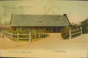 ALLSTON MA RR Train Depot c1910 Postcard
