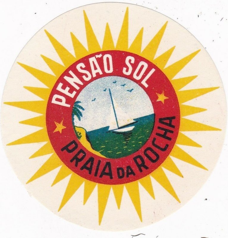 Spain Praia Da Rocha Pensao Sol Vintage Luggage Label sk4492