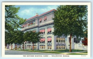 WELLINGTON, Kansas KS ~ Clinic HATCHER HOSPITAL c1930s Sumner County Postcard