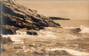 RPPC View of Shoreline, Boothbay Harbor ME Vintage Postcard I45
