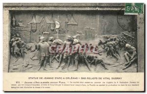 Old Postcard Joan of Arc Statue At Orleans Bas Reliefs From Vital Dubray Jean...