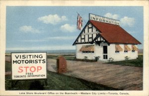 Toronto Quebec Info Center Lake Shore Blvd Office c1930-50s Vintage Postcard