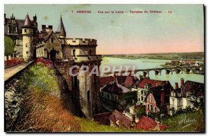 Old Postcard View Amboise on the Loire castle Terrace