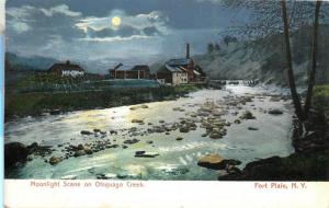 Moonlight Scene On Otsquago Creek, Fort Plain, NY Postcard. 1908 Postmark