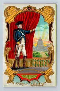 Postcard Patriotic July 4th Fourth of July Revolutionary War Soldier in DC V18