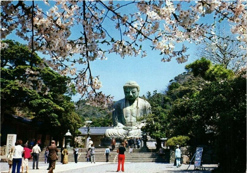 CPA AK KAMAKURA The Great Buddha in the Time of Cherry Bloom JAPAN (677189)