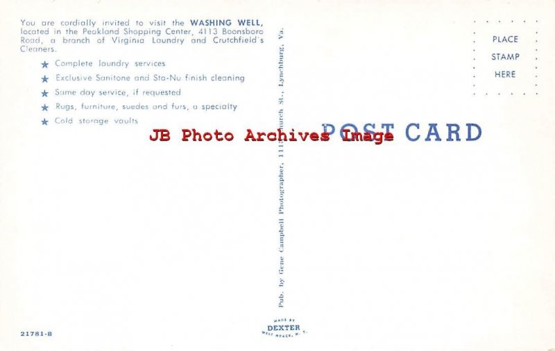 VA, Lynchburg, Virginia, Washing Well Laundry Cleaners, Dexter Press No 21781-B