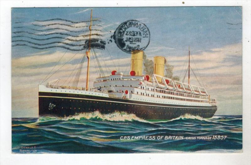 2183  C.P.S. Empress of Britain signed  Oswald F.Fennington Cancel  Habana Cu...