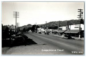 c1940s Greyhound Drug Store Gas Station View Garberville CA RPPC Photo Postcard