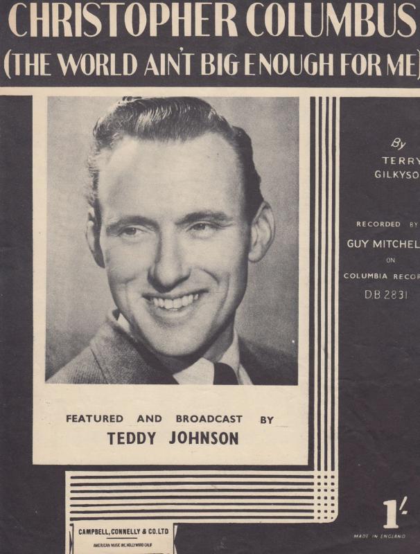 Christopher Columbus Teddy Johnson Mispressed 1950s Sheet Music