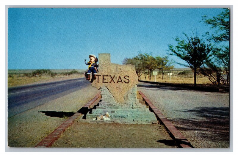 Texas Lone Star State Stone Map Marker Postcard Cowboy Baby 