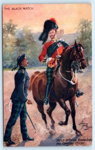 Tuck Oilette THE BLACK WATCH FIELD OFFICER, Review c1910s Harry Payne Postcard