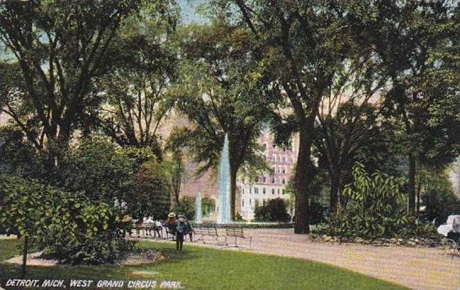 Michigan Detroit Scene In West Grand Circus Park 1908