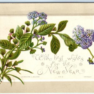 c1880s New Year's Wish Greeting Trade Card Lilac Typography Typeface Print C23