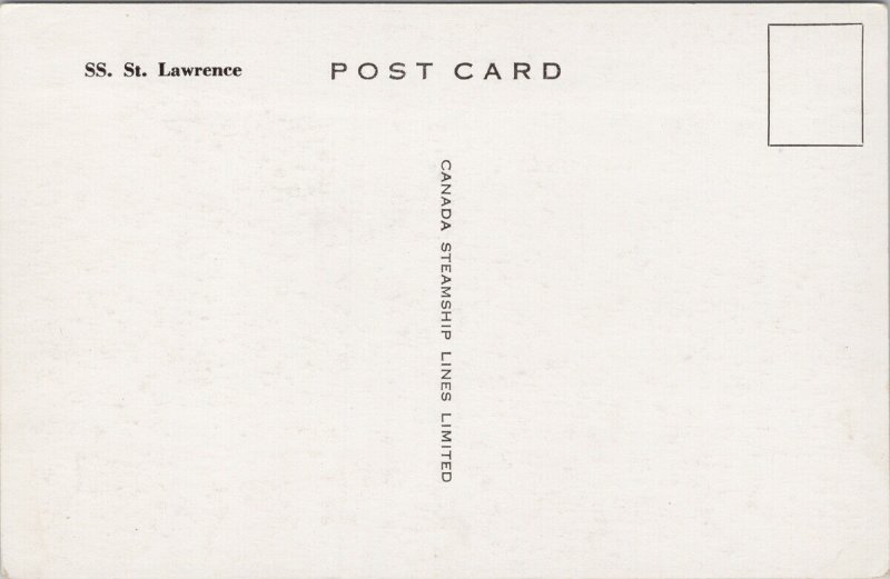 SS 'St. Lawrence' Ship Canada Steamship Lines Unused Postcard G80