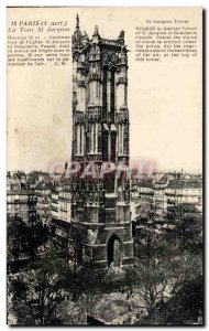 Old Postcard Paris St Jacques Tower Converted From & # 39Eglise St Jacques