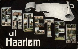 Groeten uit Haarlem Netherlands Large Letter c1910 Vintage Postcard