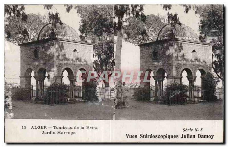 Stereoscopic Card - Algiers - Tomb of the Queen - Garden of Marengo - Old Pos...