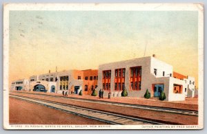 El Navajo Santa Fe Hotel Gallup New Mexico NM Fred Harvey Phostint Postcard K2