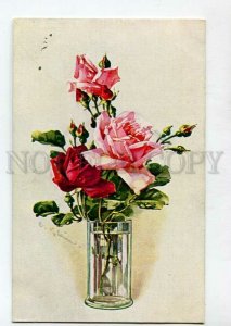 3141040 ROSES Flowers in Glass by C. KLEIN vintage Russian PC
