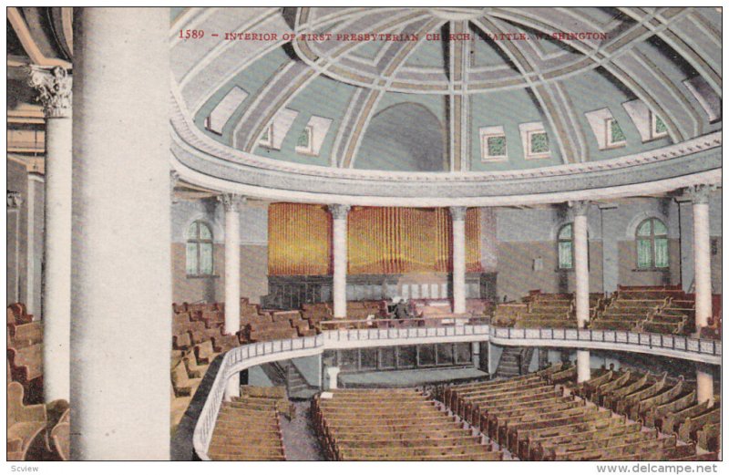 SEATTLE, Washington, 1900-1910´s; Interior of First Presbyterian Church
