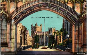 Vtg 1930s City College New York City NY Linen Postcard