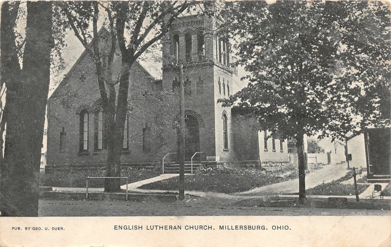 F53/ Millersburg Ohio Postcard 1909 English Lutheran Church