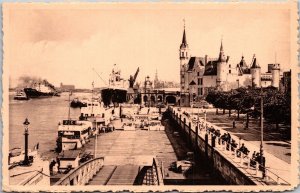 Vtg Belgium Aanlegplaats de Schelde en het Steen Antwerpen Old View Postcard