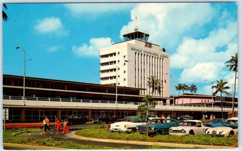 HONOLULU, Hawaii  HI   HONOLULU INTERNATIONAL AIRPORT  c1960s Cars  Postcard