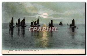 Old Postcard Boat Fishing Boats of Pleine Mer