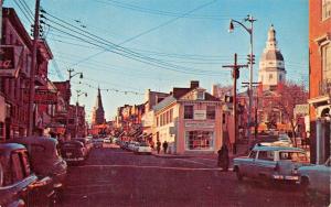 ANNAPOLIS MARYLAND~MAIN STREET & STATE HOUSE POSTCARD 1950s