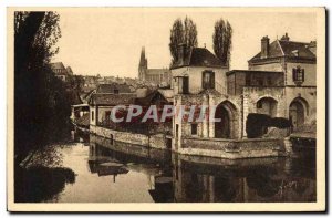 Old Postcard Chartres Le Chateau d'lf and the Cathedral