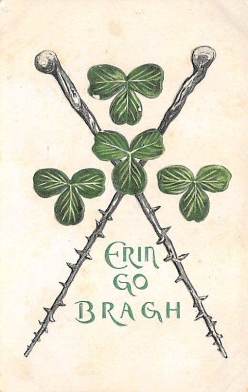 Erin Go Bragh St. Patrick's Day Unused yellowing on card from age