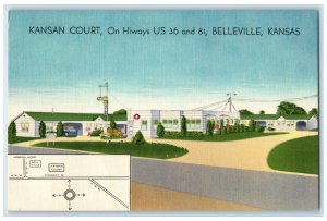 c1950's Kansas Court On Hiways US 36 And 81 Belleville Kansas KS Postcard