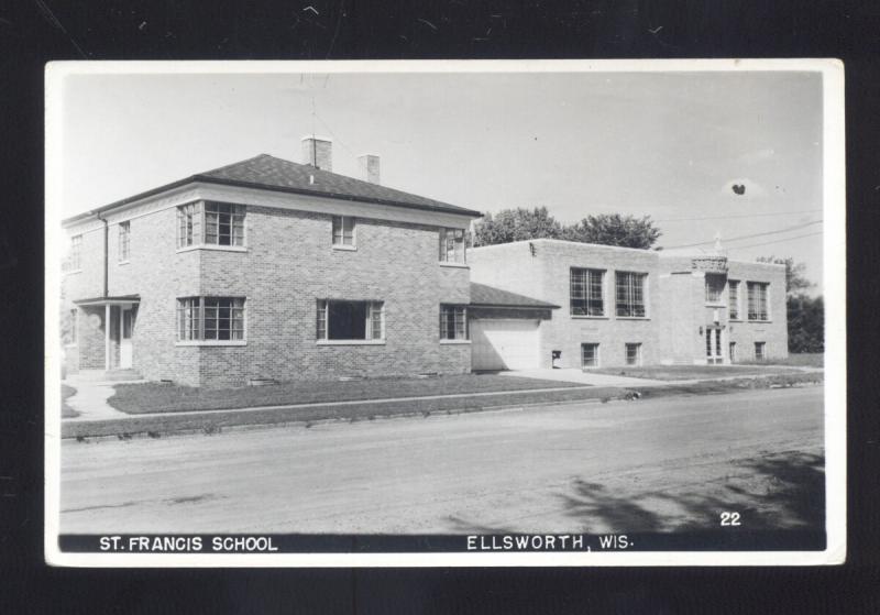 RPPC ELLSWORTH WISCONSIN ST. FRANCIS SCHOOL VINTAGE REAL PHOTO POSTCARD