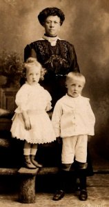 RPPC  Lady With Boy and Girl  Real Photo  Postcard  c1915