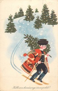 Holidays & celebrations seasonal greetings Hungary traditional costume ski 1966