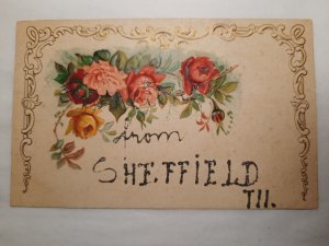 Postcard floral IL Sheffield greetings