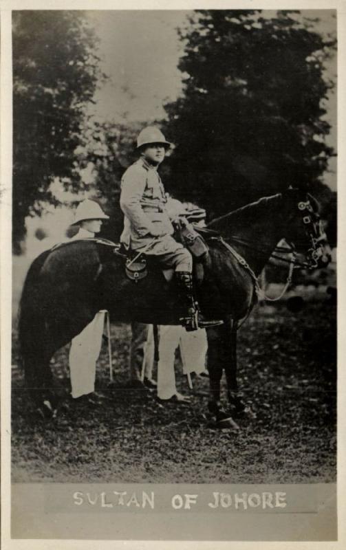 malay malaysia, JOHOR JOHORE, Sultan Ibrahim on Horse, Uniform (1930s) RPPC