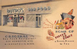 Minneapolis Minnesota Dutro's Seafood Restaurant Vintage Postcard AA75462