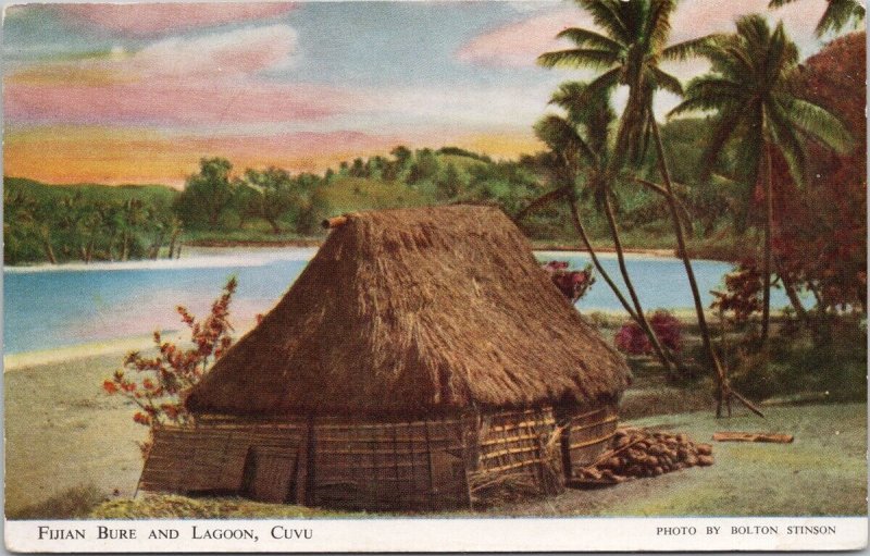 Fijian Bure and Lagoon Cuvu Fiji Unused Bolton Stinson Suva Postcard H51