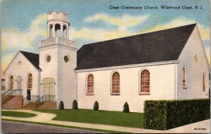 Wildwood Crest New Jersey~ Crest Community Church~Linen Postcard~KB13